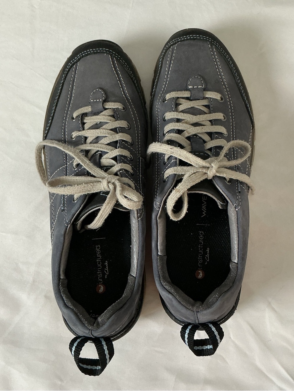 Clarks Unstructured Wavewalk Gray Leather Rocker Walking Shoes Womens 8M